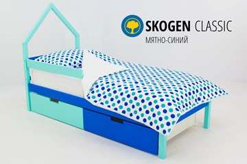 Детская кровать-домик мини Skogen мятно-синий в Ярославле