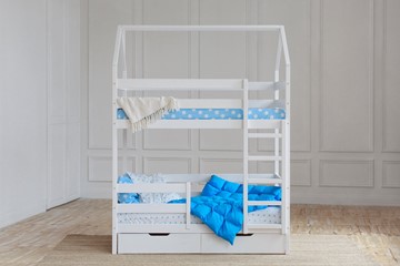 Детская двухэтажная кровать Домик с ящиками, цвет белый в Ярославле