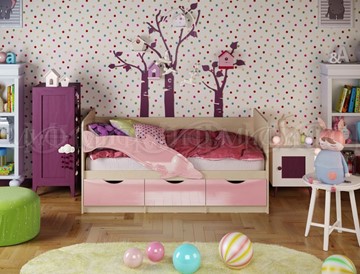 Детская кровать Дельфин-1, Розовый глянец 80х160 в Рыбинске
