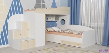 Детская кровать-шкаф Кадет-2, корпус Белое дерево, фасад Дуб в Ярославле