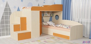 Детская кровать-шкаф Кадет-2, корпус Дуб, фасад Оранжевый в Ярославле