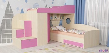 Детская кровать-шкаф Кадет-2, корпус Дуб, фасад Розовый в Ярославле