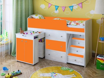 Детская кровать-шкаф Малыш 1600, корпус Винтерберг, фасад Оранжевый в Рыбинске