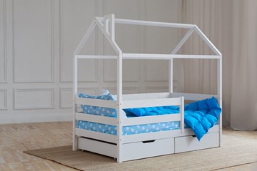 1-спальная детская кровать Домик с ящиками, цвет белый в Ярославле