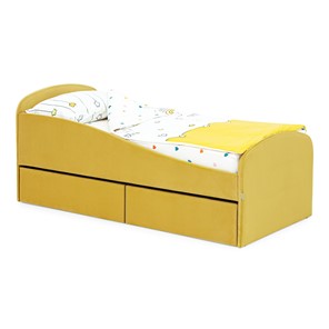 1-спальная детская кровать с ящиками Letmo 190х80 горчичный (велюр) в Ярославле