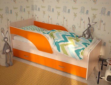 Детская кровать ТМК Максимка, корпус Млечный дуб, фасад Оранжевый в Ярославле