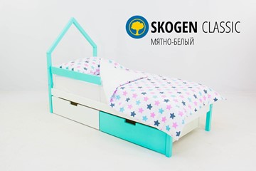 Детская кровать-домик мини Skogen белый-мятный в Ярославле