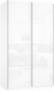 Шкаф Прайм (Белое стекло/Белое стекло) 1600x570x2300, белый снег в Рыбинске