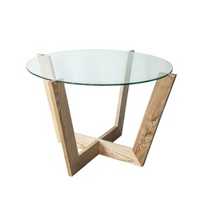 Круглый столик Оникс-10, Натуральный массив/Прозрачное стекло в Рыбинске