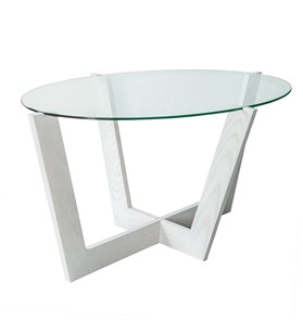 Стеклянный столик Оникс-6, Выбеленный дуб/Прозрачное стекло в Ярославле