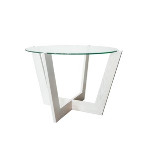 Стеклянный столик Оникс-10, Выбеленный дуб/Прозрачное стекло в Ярославле