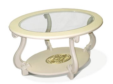 Стеклянный столик Мебелик Овация-С, слоновая кость в Ярославле