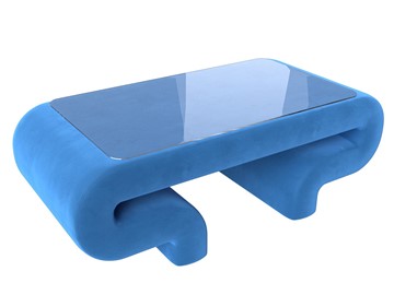 Стеклянный столик Волна, голубой (велюр) в Ярославле