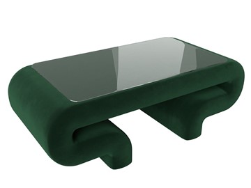 Стеклянный столик в гостиную Волна, зеленый (велюр) в Рыбинске