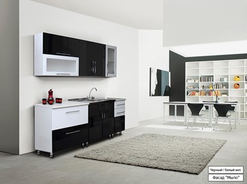 Модульный кухонный гарнитур Мыло 224 2000х718, цвет Черный/Белый металлик в Ярославле
