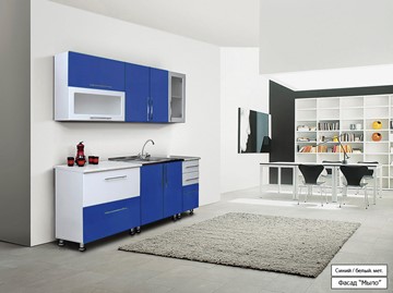 Небольшая кухня Мыло 224 2000х718, цвет Синий/Белый металлик в Рыбинске