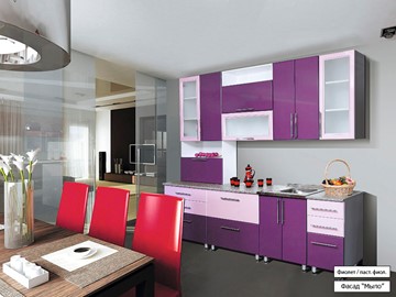 Готовая прямая кухня Мыло 224 2600, цвет Фиолет/Пастель фиолет в Ярославле