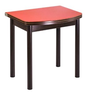 Кухонный раздвижной стол СПГ-01 СТ1, венге ЛДСП/стекло оранжевое/38 прямые трубки крашеные коричневый в Ярославле