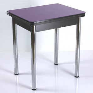 Кухонный пристенный стол СПА-02 СТ2, венге ЛДСП/стекло фиолетовый/39 прямые трубки хром в Ярославле