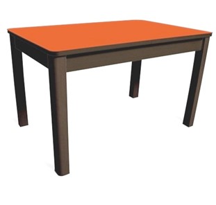 Кухонный обеденный стол Айсберг-04 СТ1, венге ЛДСП/стекло оранжевое/42 прямые массив венге в Ярославле