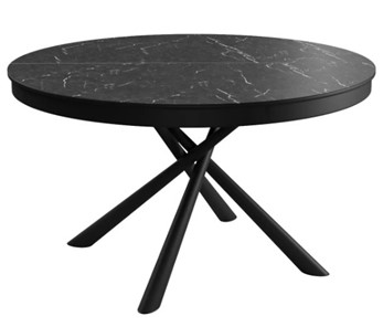 Керамический обеденный стол DikLine KR120 мрамор черный Калаката/опоры черные в Рыбинске