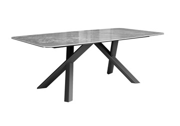 Керамический обеденный стол DikLine KS220 керамика Monsoon (серый глянец JA688) / опоры черные в Рыбинске