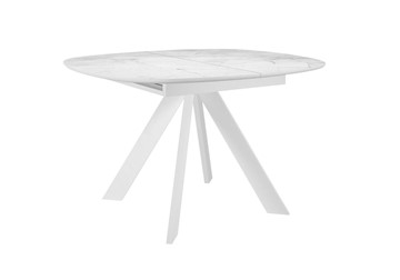 Кухонный раскладной стол DikLine BK100 Керамика Белый мрамор/подстолье белое/опоры белые в Ярославле