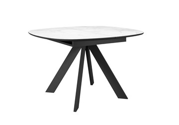 Керамический обеденный стол DikLine BK100 Керамика Белый мрамор/подстолье черное/опоры черные в Ярославле
