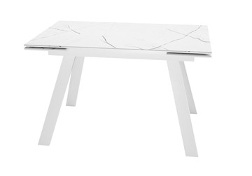Кухонный раскладной стол DikLine DKL140 Керамика Белый мрамор/опоры белые (2 уп.) в Ярославле