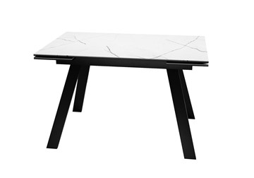 Кухонный раздвижной стол DikLine DKL140 Керамика Белый мрамор/опоры черные (2 уп.) в Ярославле