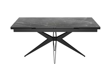 Керамический кухонный стол DikLine KW160 мрамор С45 (керамика черная)/опоры черные в Рыбинске