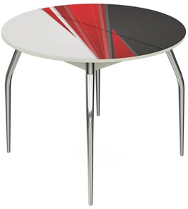 Кухонный стол раздвижной Ривьера - Круг, ноги метал. крашеные №24, ФП (Текстура №46) в Ярославле
