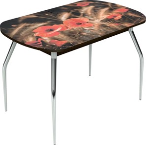 Кухонный раздвижной стол Ривьера исп.1 ноги метал. крашеные №24 Фотопечать (Цветы №38) в Ярославле