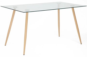 Стеклянный кухонный стол SOPHIA (mod. 5003) металл/стекло (8мм), 140x80x75, бук/прозрачный арт.12098 в Рыбинске