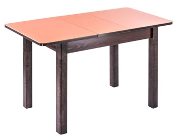 Кухонный раскладной стол Айсберг-01 СТ1, венге ЛДСП/стекло оранжевое/42 прямые массив венге в Ярославле