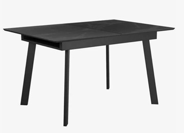Стеклянный стол раздвижной  DikLine SFH125 стекло Оптивайт Черный мрамор/подстолье черное в Ярославле