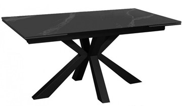 Керамический стол раздвижной DikLine SFE140 Керамика Черный мрамор/подстолье черное/опоры черные (2 уп.) в Рыбинске