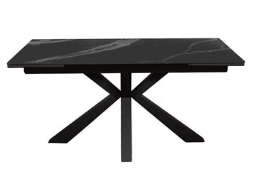 Керамический кухонный стол раздвижной DikLine SFE160 Керамика Черный мрамор/подстолье черное/опоры черные (2 уп.) в Рыбинске