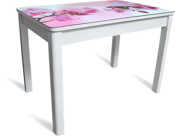Раздвижной стол Айсберг-02 СТФ, белое лдсп/орхидея/40 прямые массив белые в Ярославле
