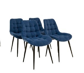 Комплект из 4-х обеденных стульев Brendoss Комфорт синий черные ножки в Ярославле