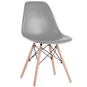 Обеденный стул BRABIX "Eames CF-010", пластик серый, опоры дерево/металл, 532632, 2033A в Ярославле