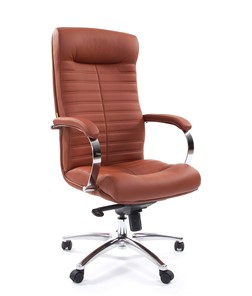 Офисное кресло CHAIRMAN 480 Экокожа Terra 111 (коричневая) в Рыбинске