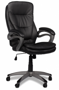 Офисное кресло ДамОфис J 9302 экокожа /пластик, черный в Ярославле