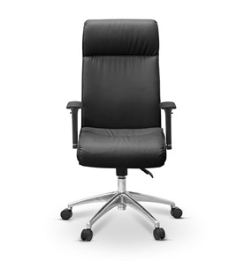 Офисное кресло для руководителя Dark (подлокотники 3D) натуральная кожа с компаньоном / черная в Ярославле
