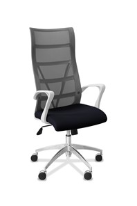 Офисное кресло для руководителя Топ X белый каркас, сетка/ткань TW / серая/черная в Ярославле