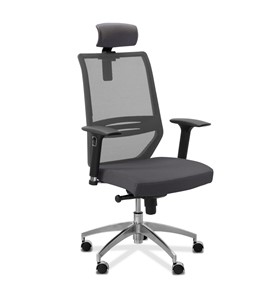 Кресло для руководителя Aero lux с подголовником, сетка/ткань Сахара / серая/серая в Ярославле