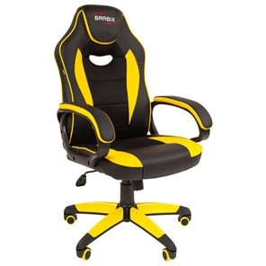 Кресло офисное BRABIX "Blaze GM-162", TW/экокожа, черное/желтое, 532579, 7083507 в Ярославле