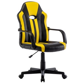 Кресло компьютерное RABIX "Stripe GM-202", экокожа, черное/желтое, 532510 в Ярославле