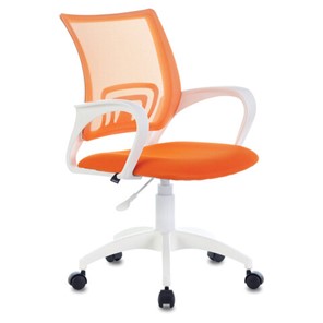 Офисное кресло Brabix Fly MG-396W (с подлокотниками, пластик белый, сетка, оранжевое) 532401 в Ярославле
