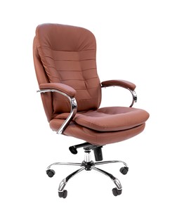 Кресло офисное CHAIRMAN 795 кожа, цвет коричневый в Ярославле
